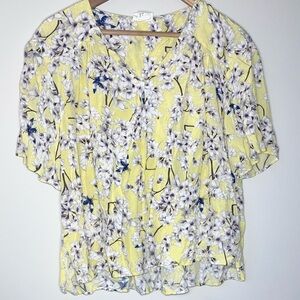 Floral Yellow and Purple Top